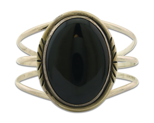 Vintage Navajo Bracelet 925 Silver Onyx Traditional Handmade Native American