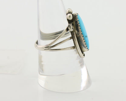 Navajo Ring 925 Silver Kingman Turquoise Artist Signed SC Size 8.0 C.80's