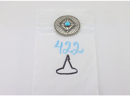 Navajo Pin 925 Silver Natural Turquoise Hand Stamped Native Artist C.80s