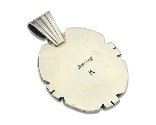 Navajo Sterling Silver Pendant Turquoise Authentic Vintage Signed