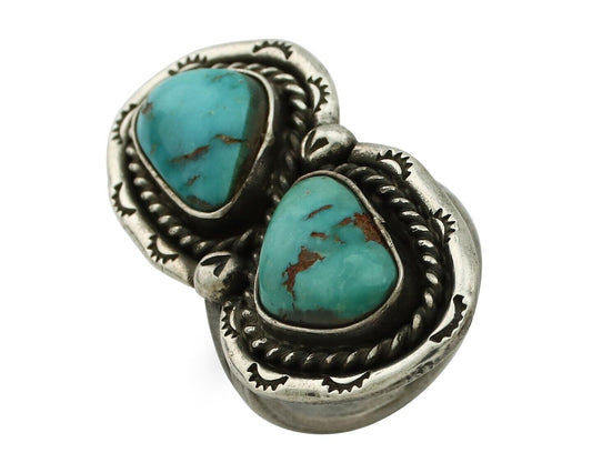 Navajo Ring 925 Silver Blue Turquoise Artist Signed P C.80's