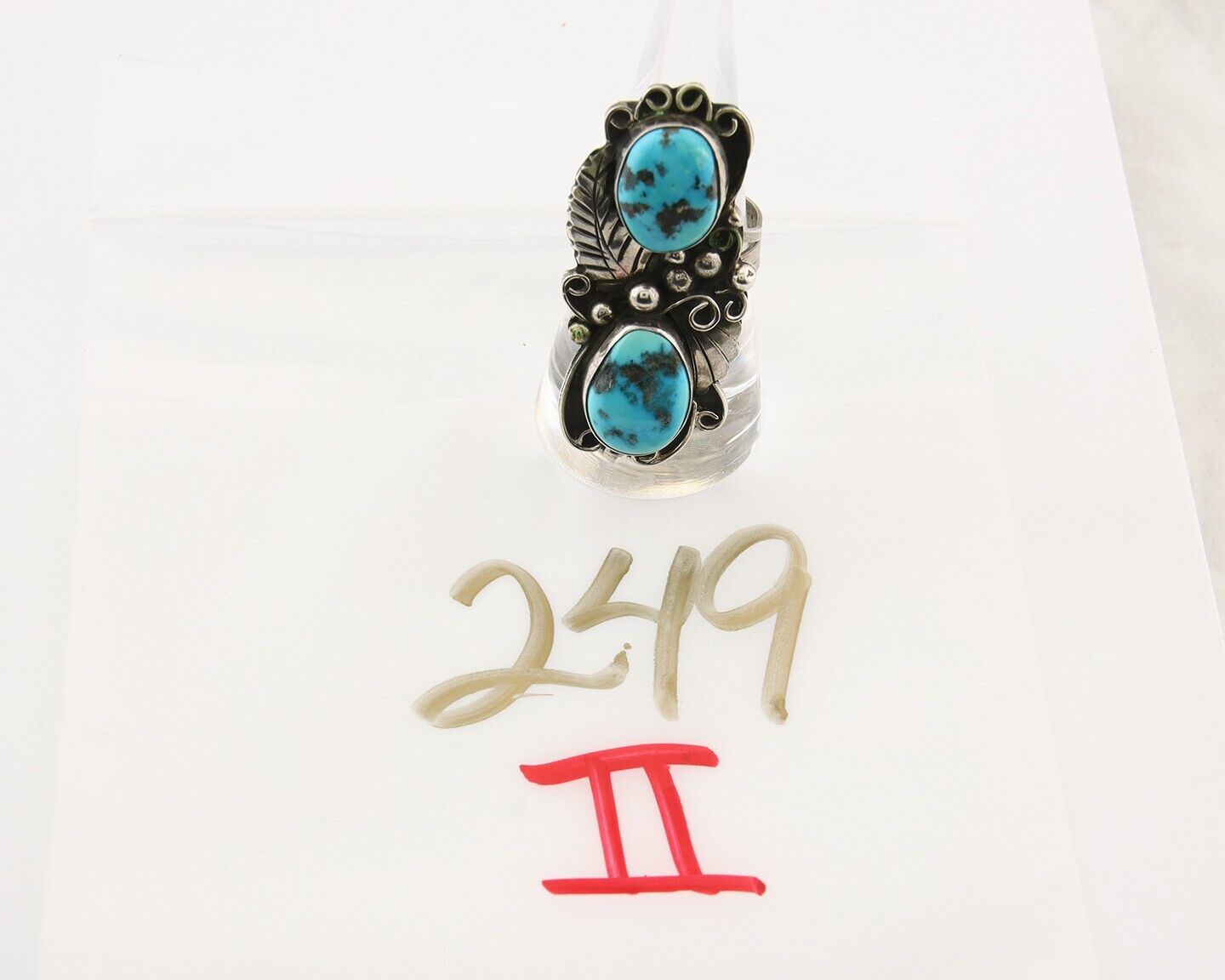 Navajo Ring 925 Sterling Turquoise Signed Eddie C.80's Size 8.5