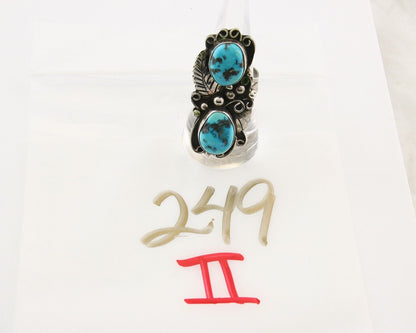 Navajo Ring 925 Sterling Turquoise Signed Eddie C.80's Size 8.5