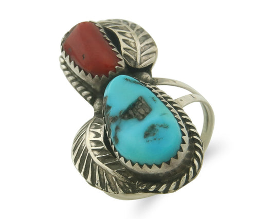 Vintage Navajo Ring 925 Sterling Natural Gemstones Signed Pauline Begay Size 7.0