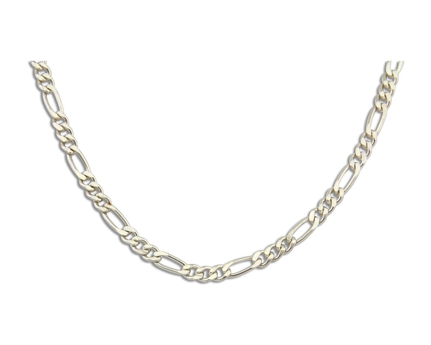 Men 4.5 mm Figaro Chain .925 Solid Sterling Silver 28 inch Long