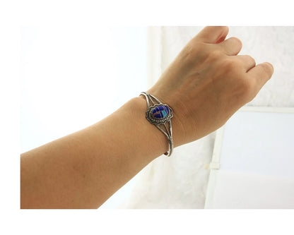 Navajo Cuff Bracelet Sterling Silver Handmade Vintage Gemstone