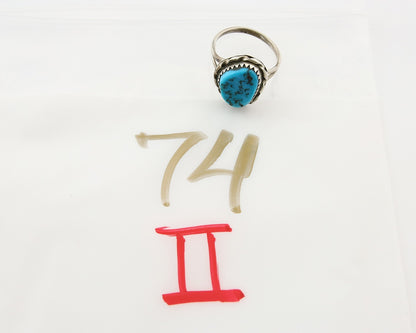 Navajo Ring 925 Sterling Natural Blue Nugget Turquoise C.80's Size 5.75