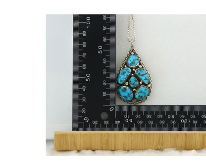 Navajo Sterling Silver Necklace Authentic Turquoise Vintage Signed JW Tom
