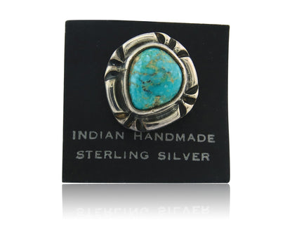 Navajo Tie Tack 925 Silver Natural Turquoise Native Artist Vintage