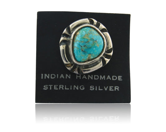 Navajo Tie Tack 925 Silver Natural Turquoise Native Artist Vintage