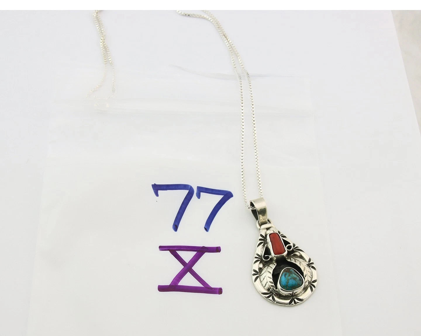 Navajo Necklace Sterling Authentic Gemstone Traditional Signed Teepee