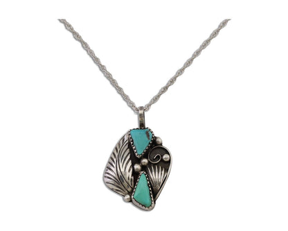 Navajo Turquoise Handmade Necklace 925 Silver Artist Signed PM C.80s