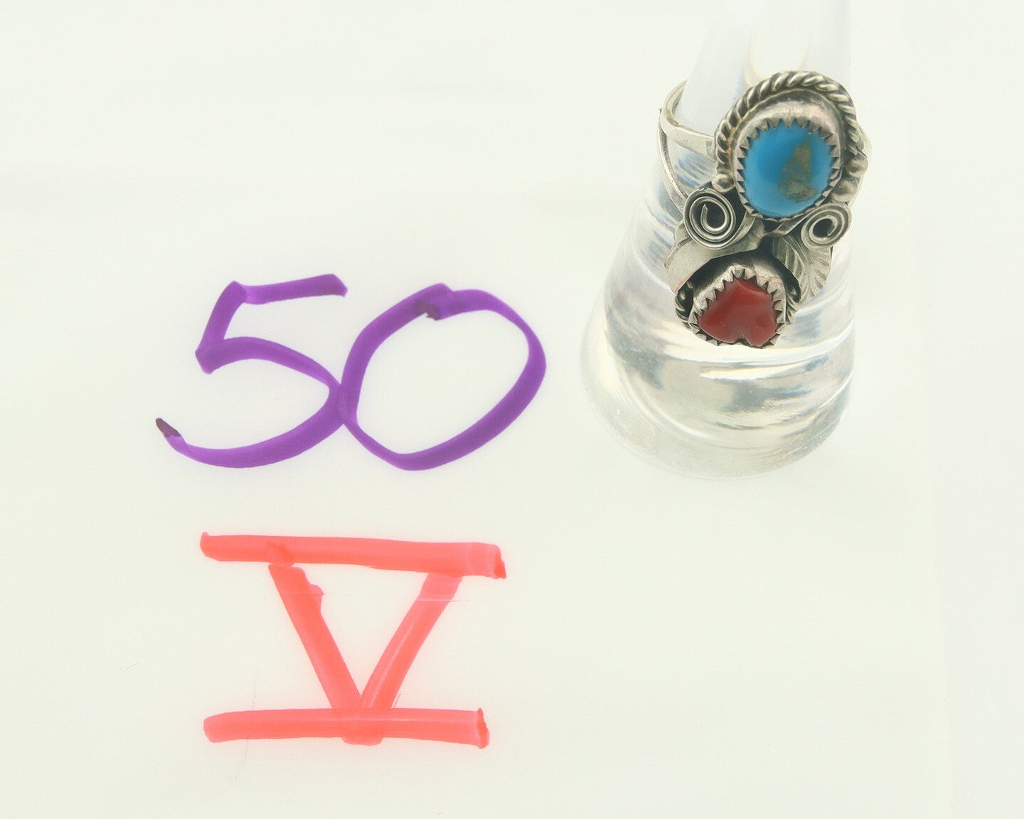 Vintage Navajo Ring 925 Sterling Natural Gemstones Signed Justin Morris Sz 6.5