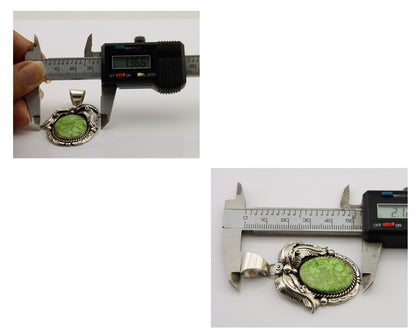 Navajo Pendant 925 Silver Natural Mojave Turquoise Signed E Kee C.80's