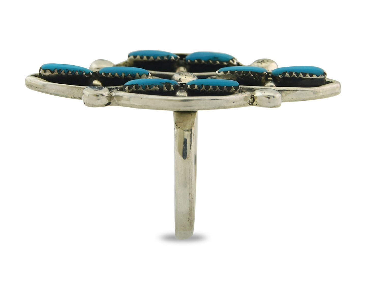 Vintage Zuni Ring 925 Sterling Authentic Natural Turquoise Native Artist Sz 7.25