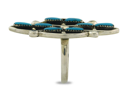 Vintage Zuni Ring 925 Sterling Authentic Natural Turquoise Native Artist Sz 7.25
