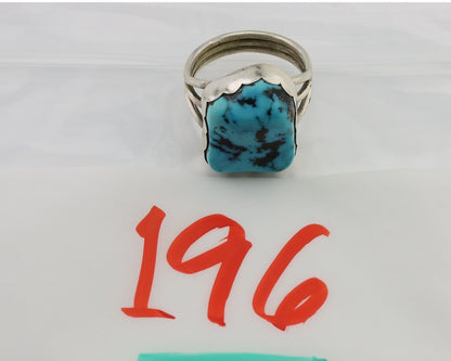 Navajo Ring 925 Silver Natural Blue Turquoise Signed Tony Guerro C.80's