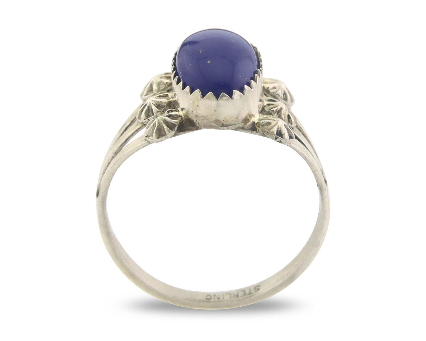 Navajo Ring 925 Sterling Natural Lapis Handmade Native Artist C.80's