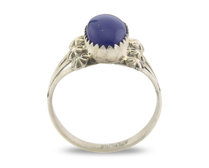 Navajo Ring 925 Sterling Natural Lapis Handmade Native Artist C.80's