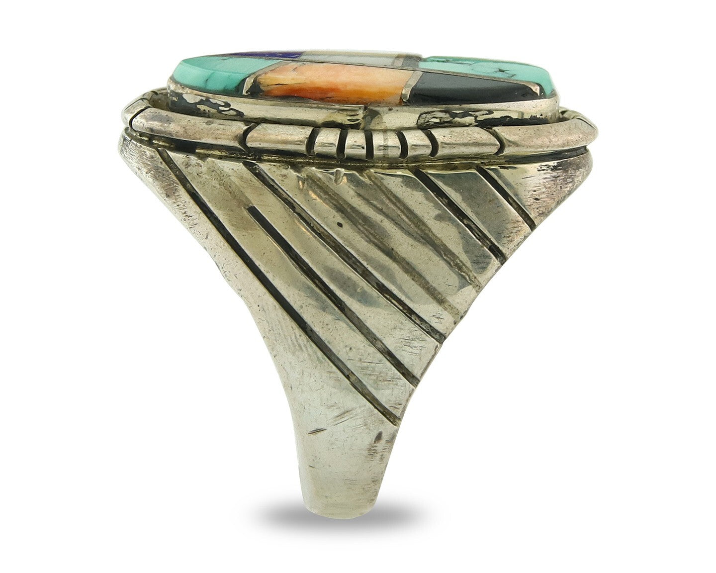 Vintage Zuni Ring 925 Sterling Authentic Natural Gemstone Signed MC Size 8.75