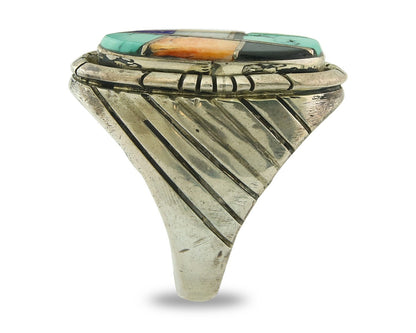 Vintage Zuni Ring 925 Sterling Authentic Natural Gemstone Signed MC Size 8.75