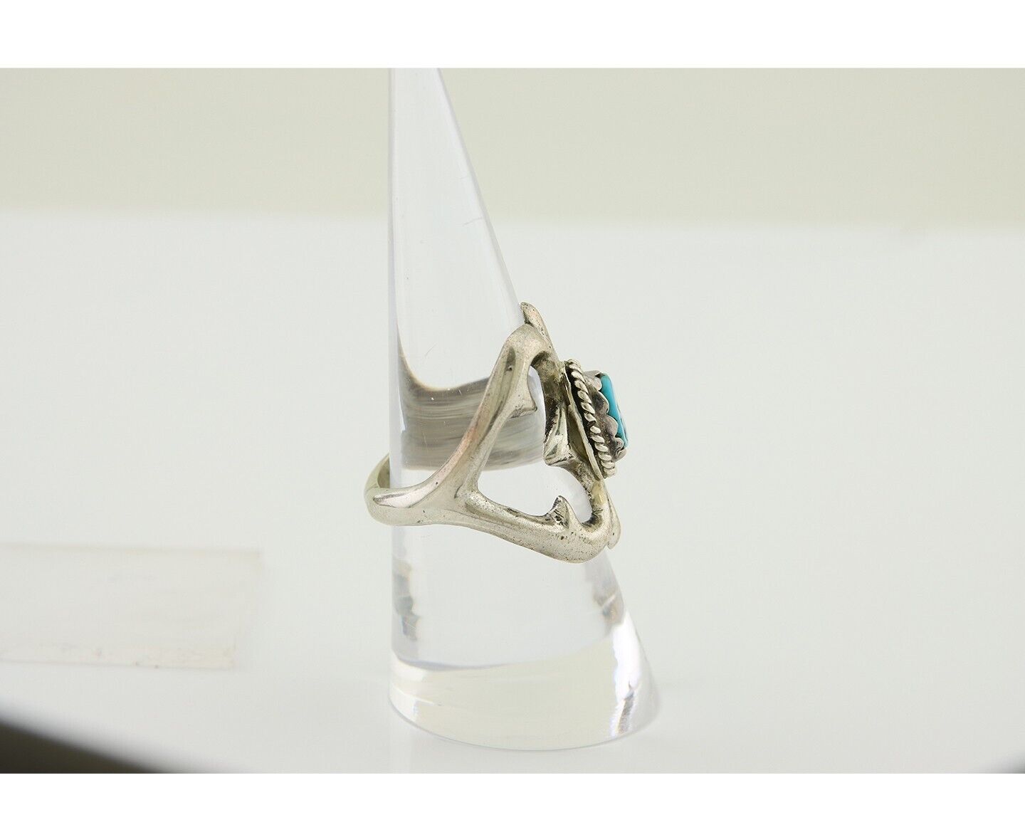 Navajo Sand Cast Ring 925 Silver Sleeping Beauty Turquoise Artist C.80's