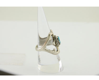 Navajo Sand Cast Ring 925 Silver Sleeping Beauty Turquoise Artist C.80's