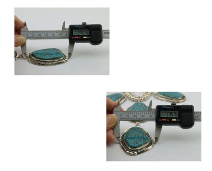 Navajo Squash Necklace 925 Silver Arizona Turquoise Signed Ben S C.80's