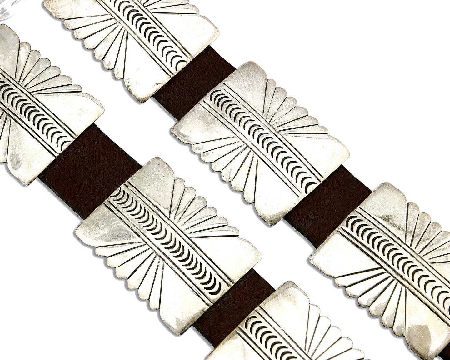 Navajo Concho Belt .925 Silver Signed BB Hand Stamped C.80's
