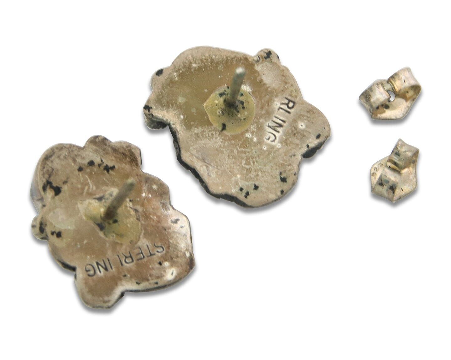 Navajo Earrings 925 Silver Natural Turquoise Native American Artist C.80's