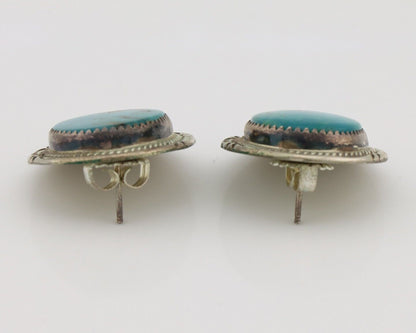 Navajo Earrings 925 Silver Kingman Turquoise Native American Artist C.80's