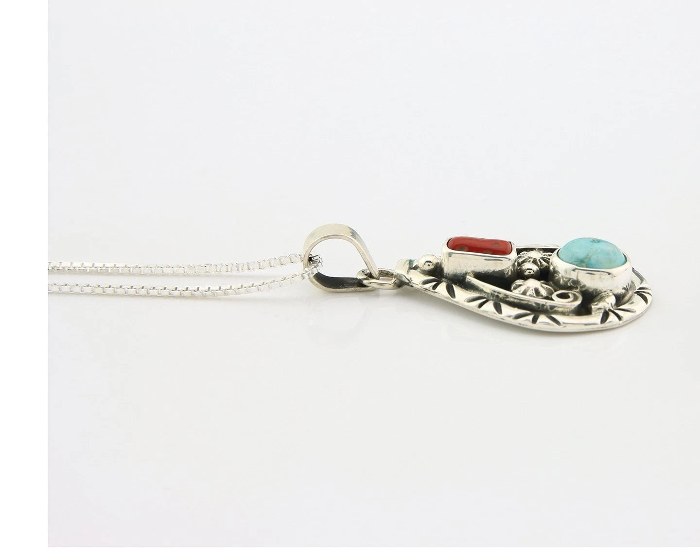 Navajo Necklace Sterling Authentic Gemstone Traditional Signed Teepee