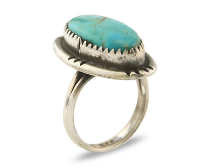 Navajo Ring 925 Sterling Turquoise Handmade Native Artist C.80's Size 4.75