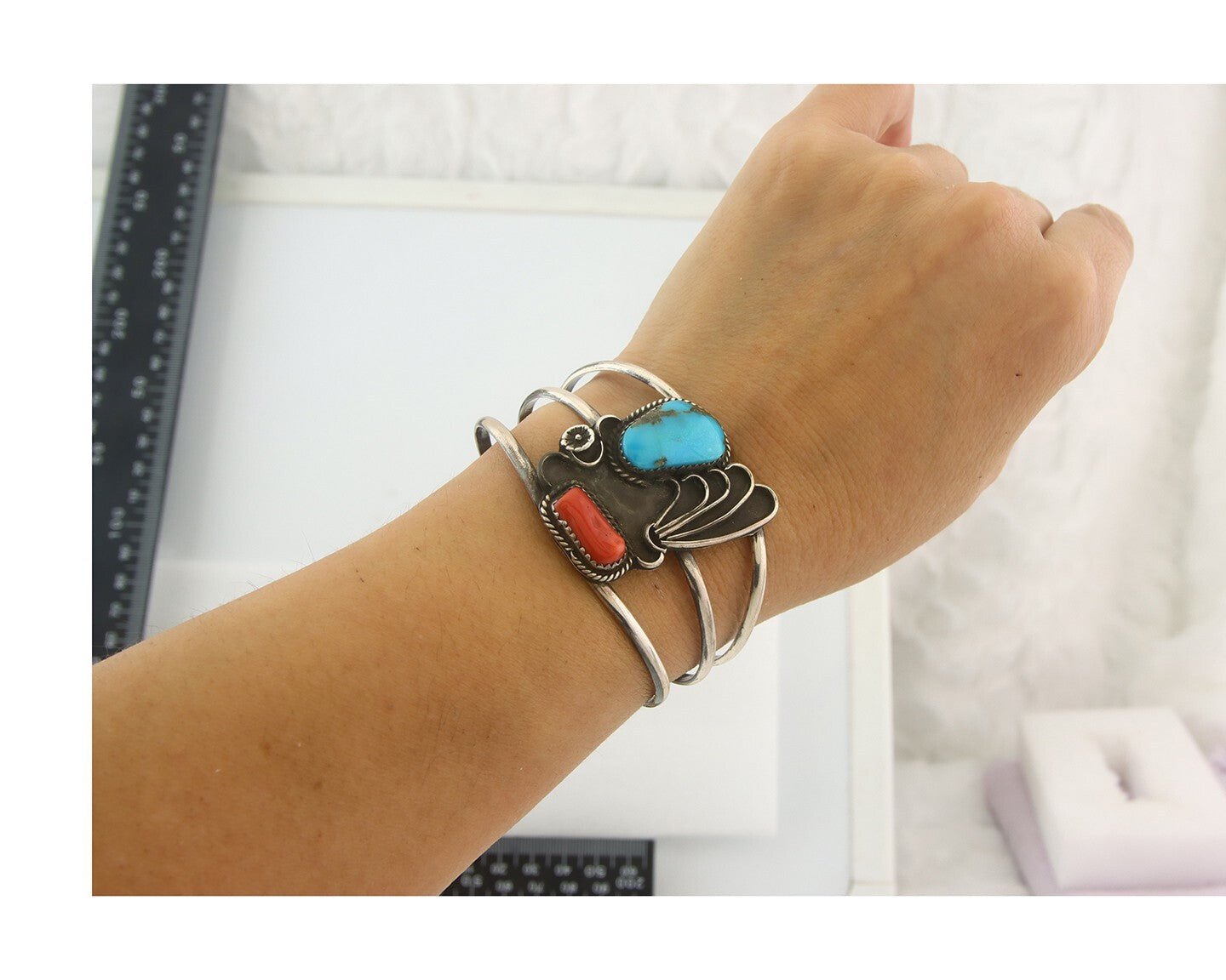 Vintage Navajo Bracelet 925 Silver Handmade Authentic Gemstone Traditional