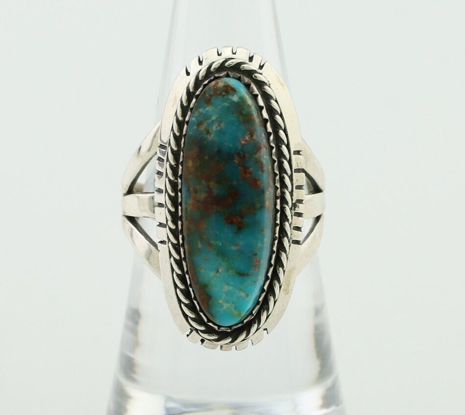 Navajo Handmade Ring 925 Silver Nevada Turquoise Artist Signed TS C.80's