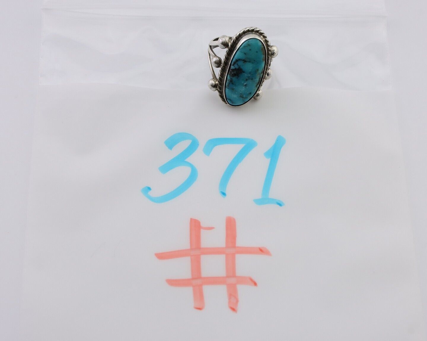 Navajo Ring 925 Silver Natural Kingman Turquoise Native American Artist C.80's