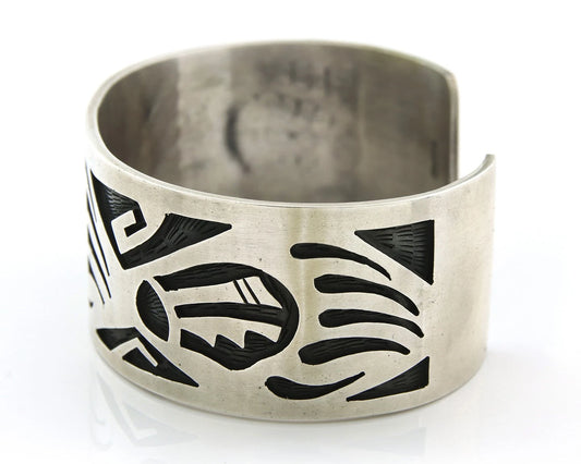 Navajo Cuff Bracelet Sterling Silver Handmade Vintage Native Artist