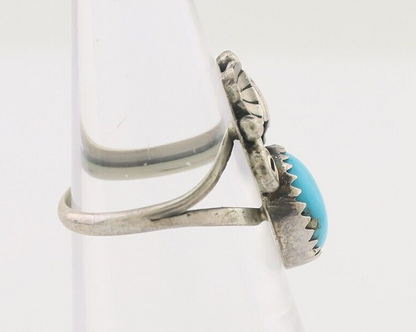 Navajo Ring 925 Silver Natural Blue Turquoise Native American Artist C.80's