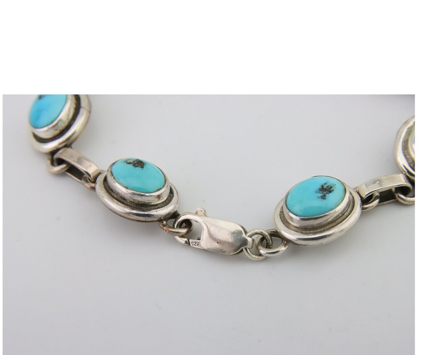 Navajo Bracelet 925 Silver Natural Blue Turquoise Native American Artist C.80's