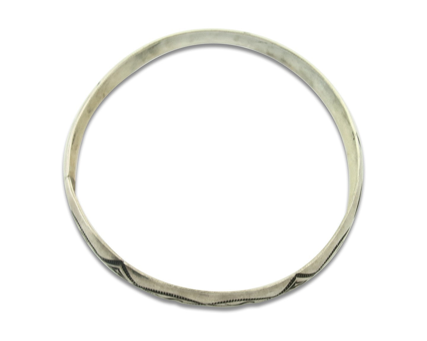 Vintage Navajo Bangle Bracelet Sterling Silver Hand Stamped Signed HJ