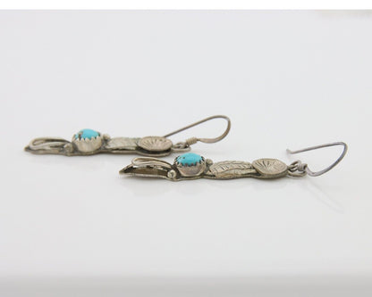 Navajo Dangle Earrings 925 Silver Natural Turquoise Native Artist C.80's