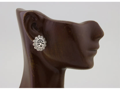 Navajo Tiwa Sun Earrings 925 Silver Native American Artist C.80's