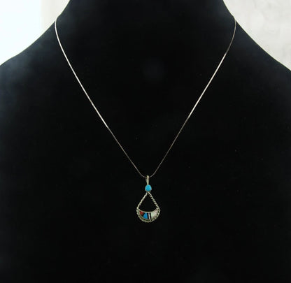Navajo Necklace Sterling Silver Natural Blue Turquoise Vintage