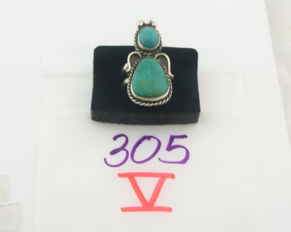 Vintage Navajo Ring 925 Sterling Authentic Turquoise Artist Signed Size 11