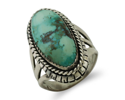 Navajo Handmade Ring 925 Silver Natural Turquoise Artist Signed TS C.80's