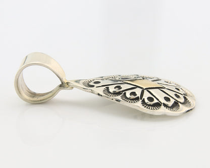 Navajo Kokopelli Pendant Sterling Silver & Gold Authentic Traditional Signed RT
