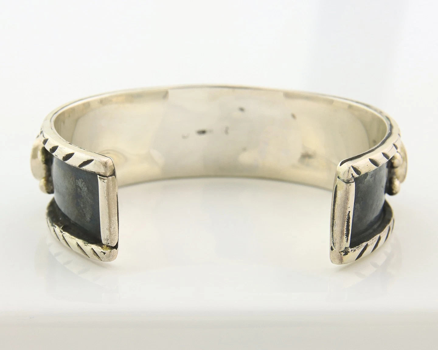 Navajo Cuff Bracelet Sterling Silver Turquoise Handmade Vintage Signed DZ