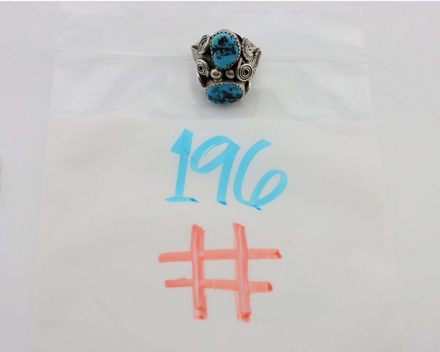Navajo Handmade Ring 925 Silver Sleeping B Turquoise Artist IHMJ C.80's