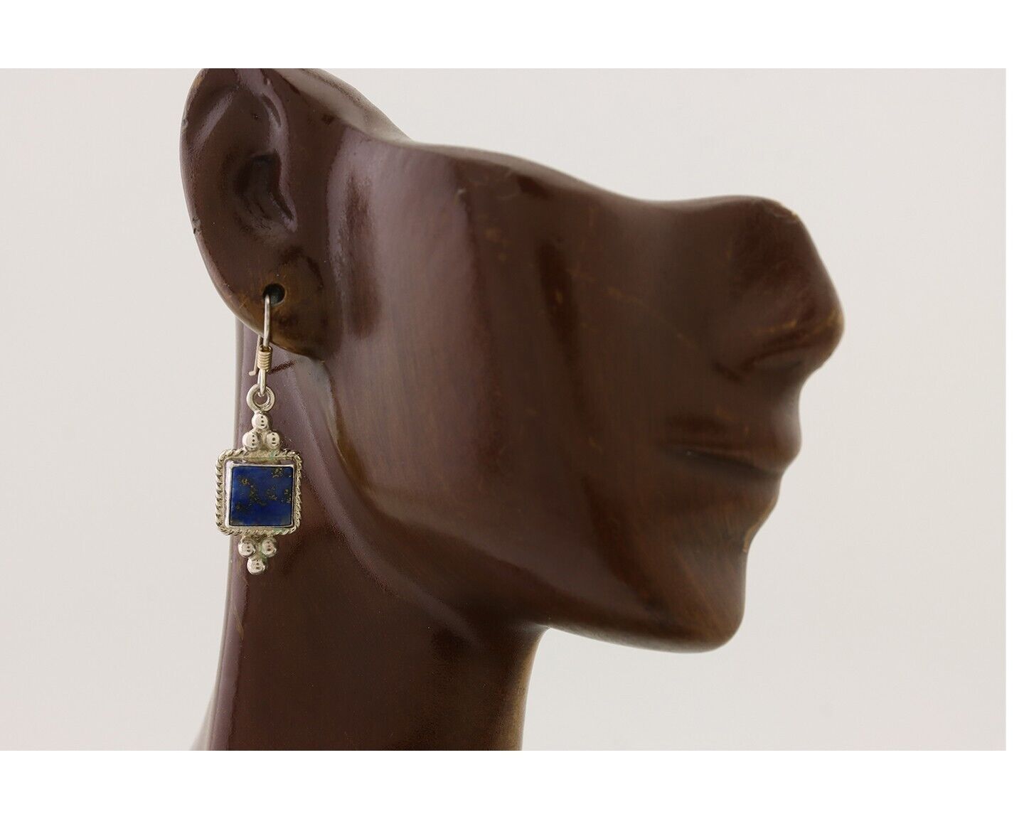 Navajo Earrings 925 Silver Natural Mined Lapis Native American Artist C.80's