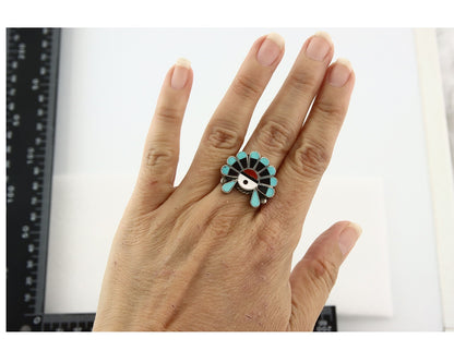 Vintage Zuni Ring 925 Sterling Silver Natural Gemstone Size 7.25